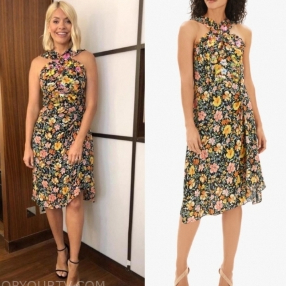 Kobi Halperin Steph Embellished Floral Halter Dress Timeless New Year Eve Size 6